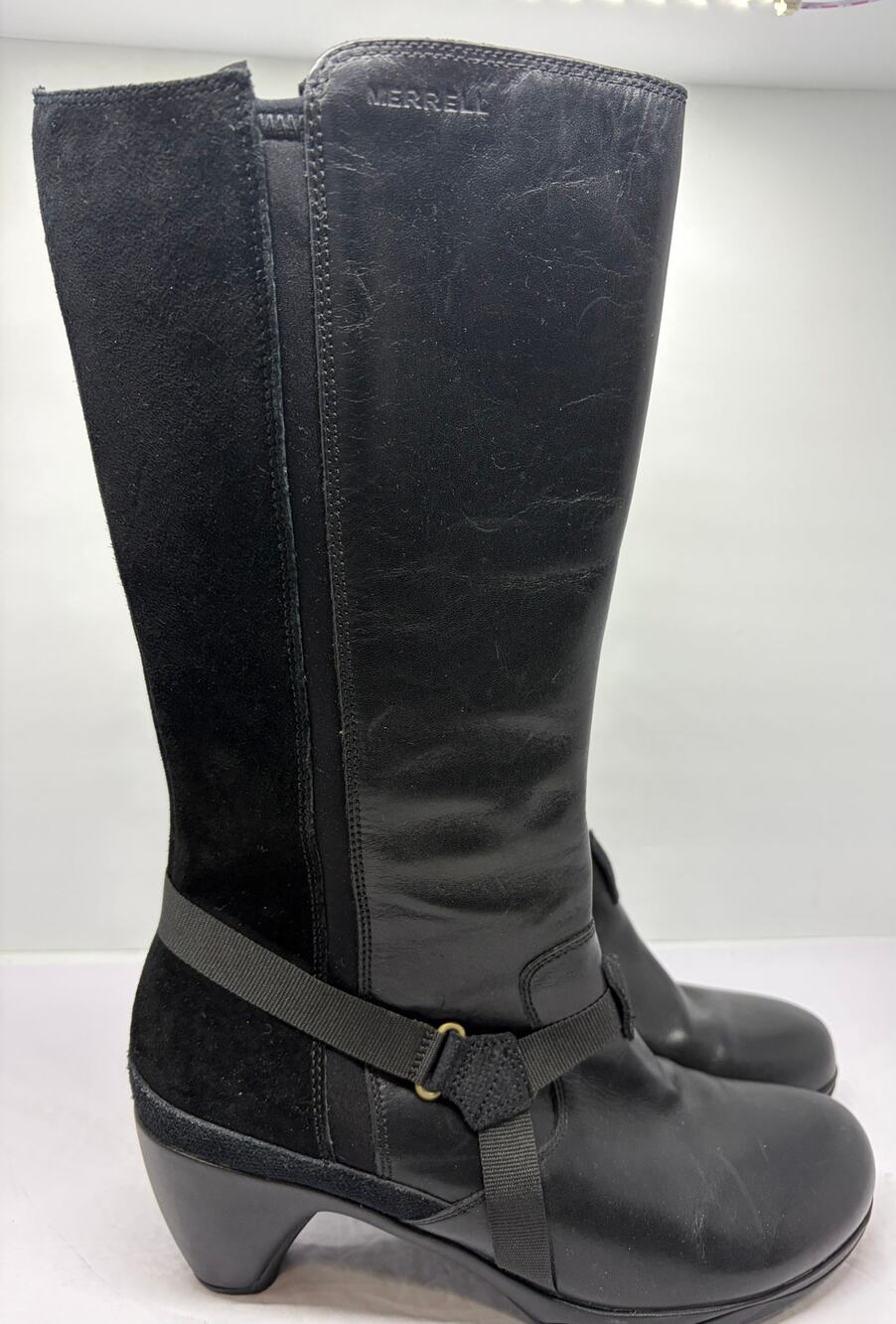 Merrell Evera Amp Black Mid-Calf Leather Boots Size 10